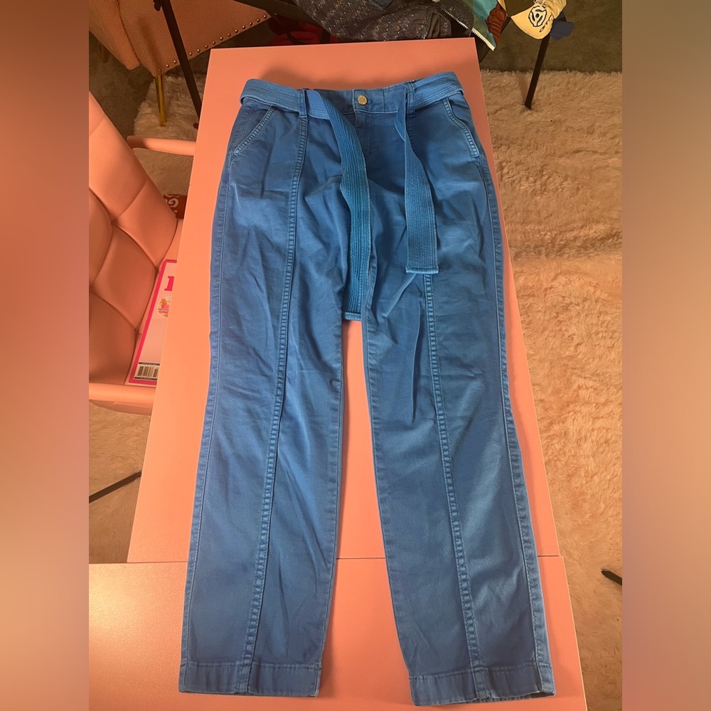 White House Black Market High Rise Straight Crop Pants In Blue